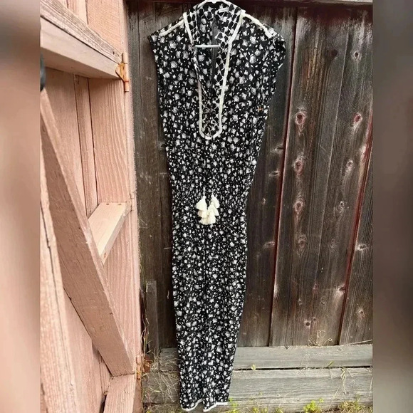 POUPETTE ST BARTH Black And White Donna Long Jumpsuit - Picture 3 of 9